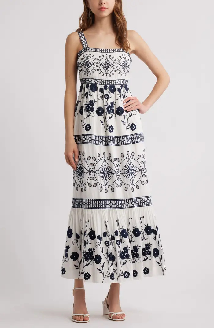 Embroidered Eyelet Sleeveless Maxi Dress | Nordstrom