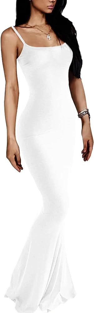 VIUTIL Women's Maxi Bodycon Dress Sexy Spaghetti Strap Sleeveless Tight Slip Long Dresses 2023 | Amazon (US)