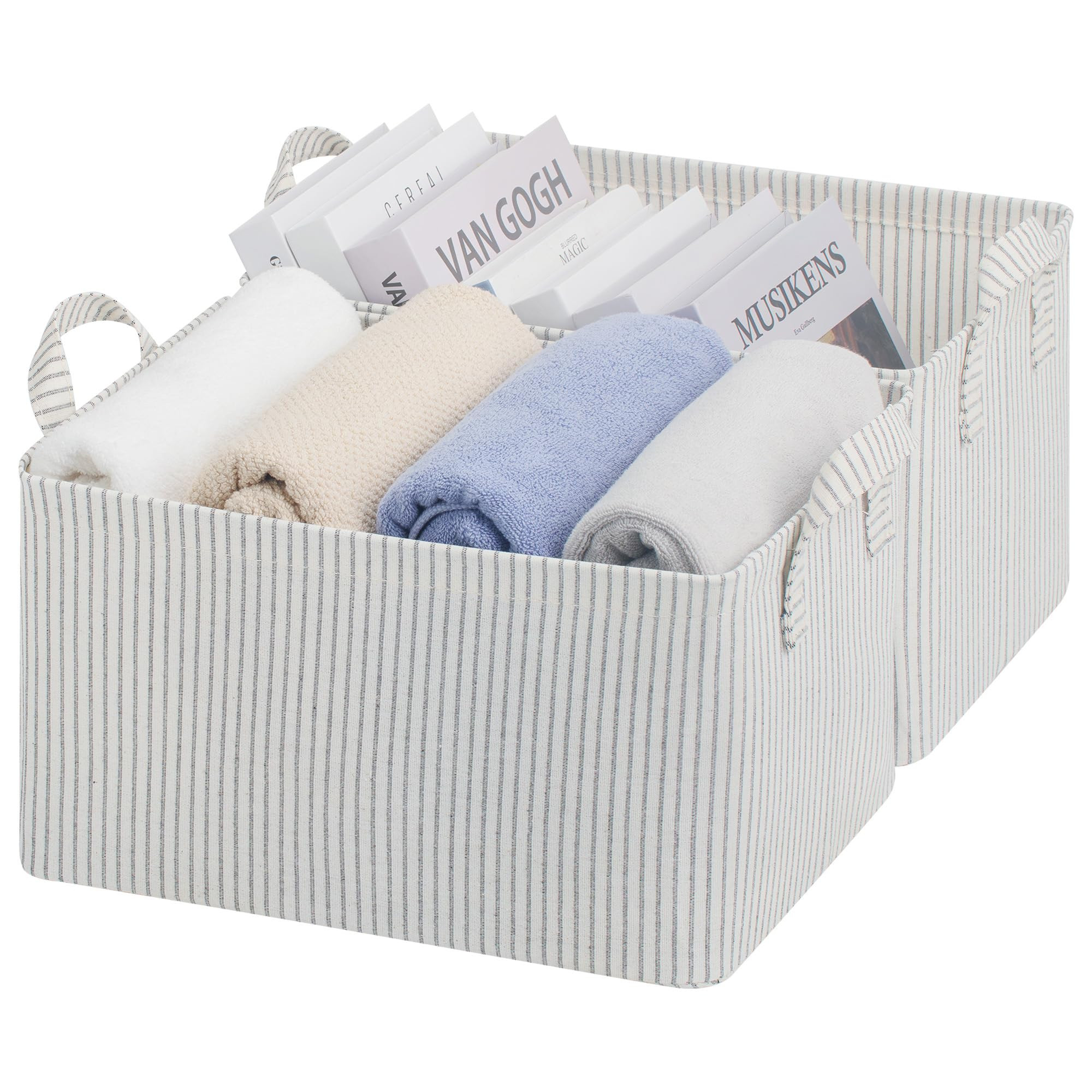 StorageWorks Storage Bins, Fabric Storage Bins for Shelves, Storage Baskets with Metal Frame, Clo... | Amazon (US)