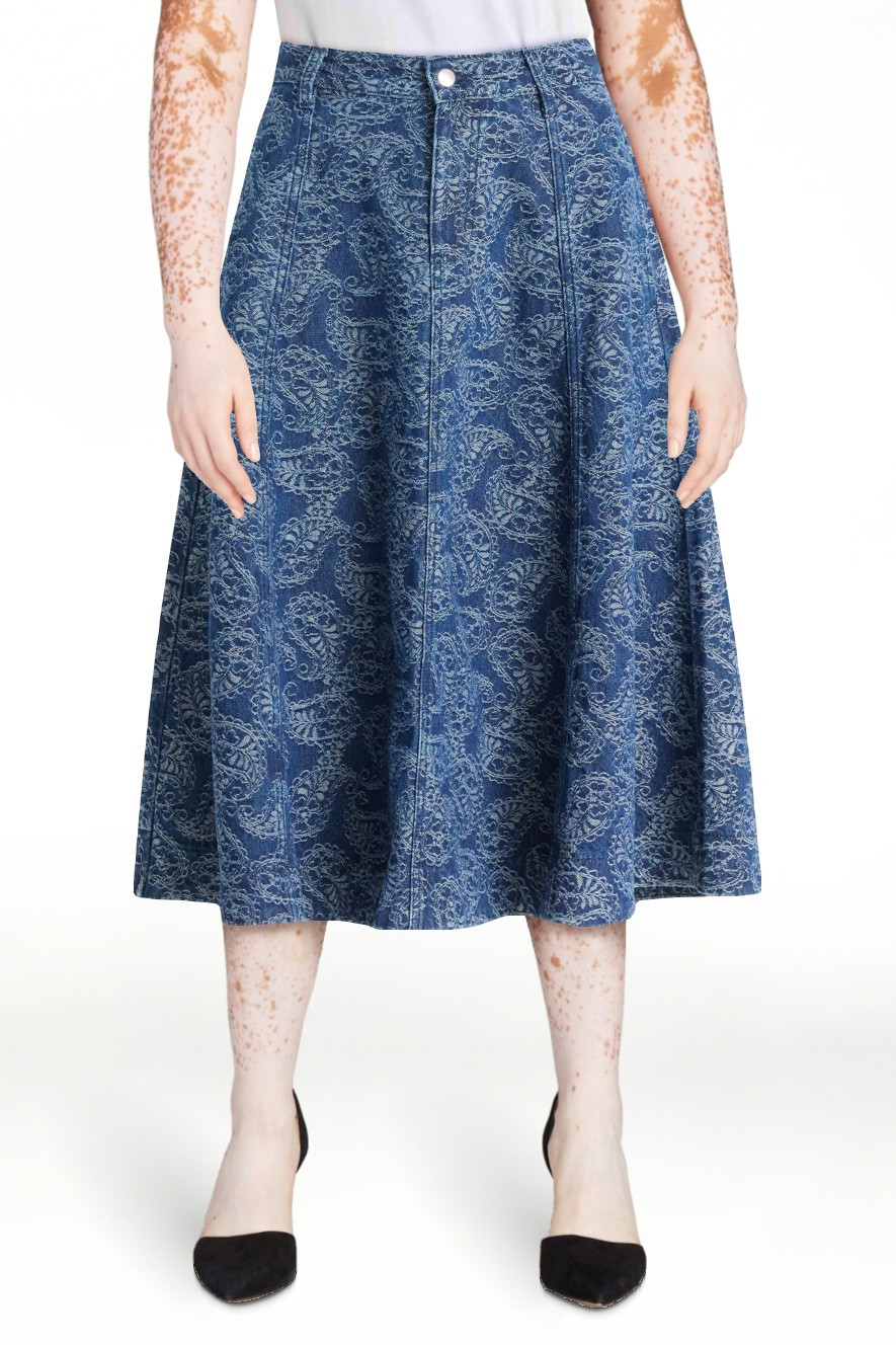 Free Assembly Women's and Women's Plus Cotton Jacquard Panel Midi Skirt, Sizes 0-26W | Walmart (US)
