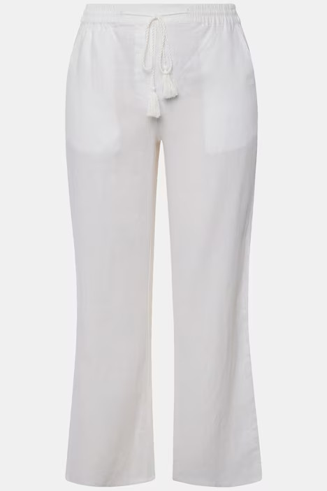 Drawstring Elastic Waist Mary Fit Linen Pants | Pant | Pants | Ulla Popken - US & CA