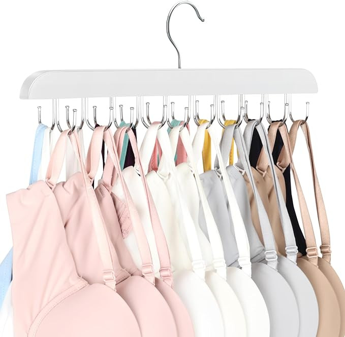 Bra Hanger for Closet, Tank Top Hanger 20 Hooks Capacity Foldable Wood Space Saving Hangers Close... | Amazon (US)