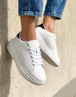 Truffle Collection chunky sneakers in white with black back tab | ASOS (Global)
