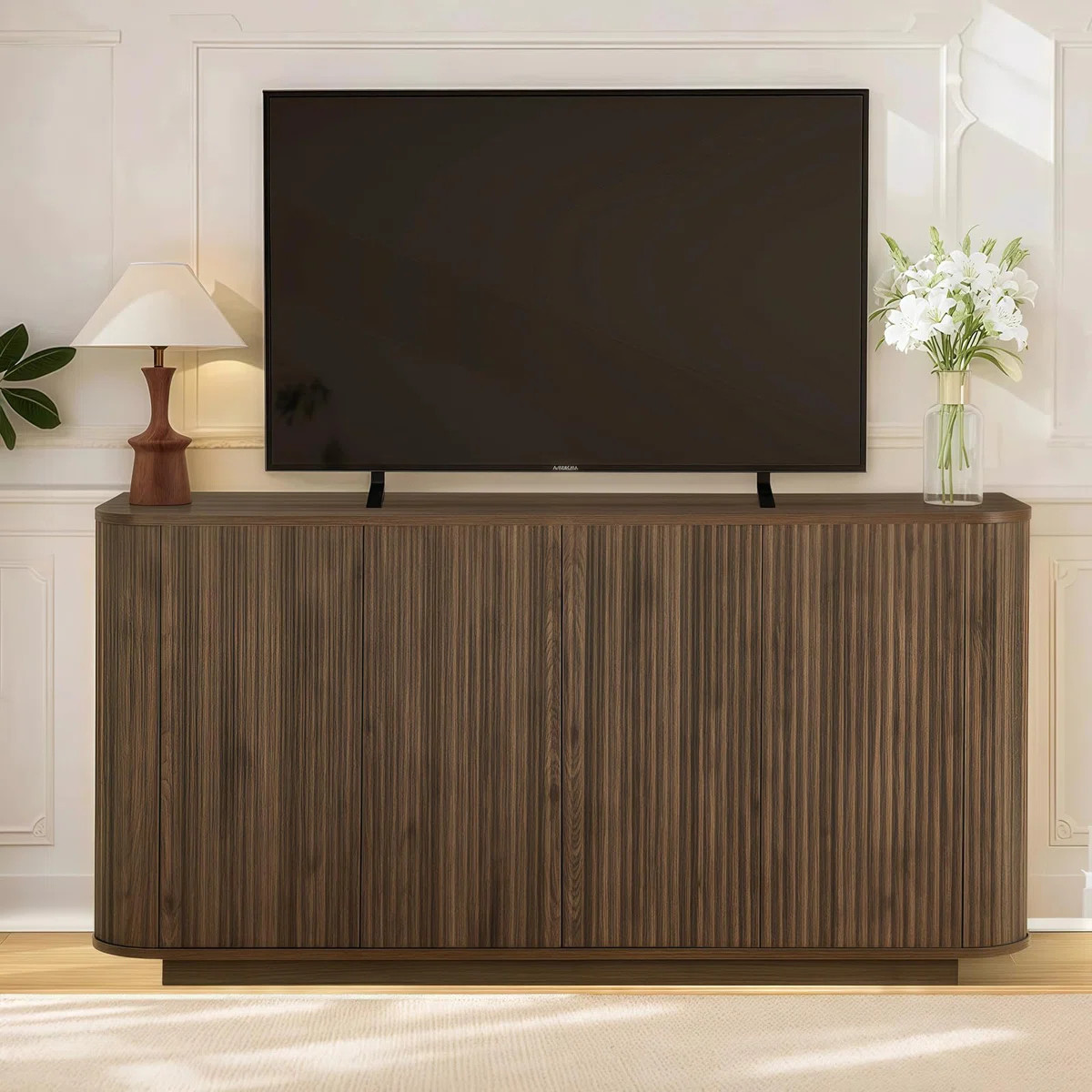 64" Modern Fluted Sideboard Buffet Cabinet - Storage Credenza | Wayfair North America