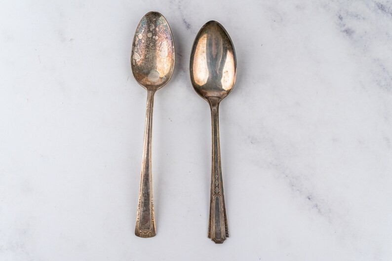 Set of 2 Vintage Rustic Antique Tarnished Silverplate Serving | Etsy | Etsy (US)