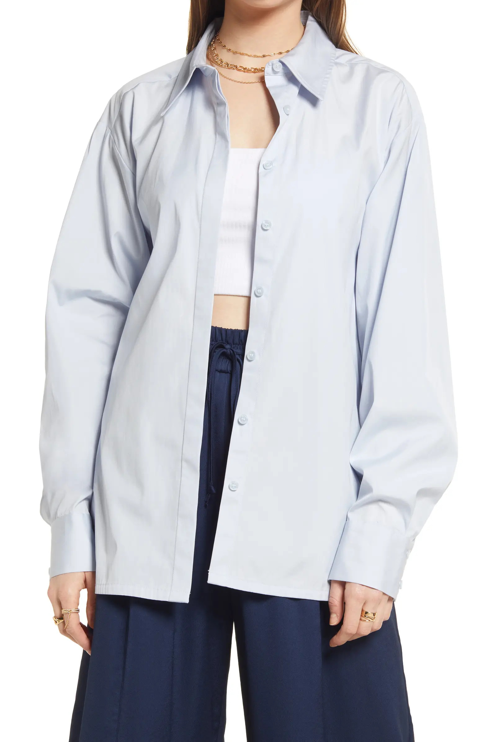 Open Edit Relaxed Poplin Button-Up Shirt | Nordstrom | Nordstrom