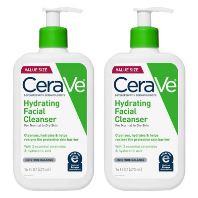 CeraVe 2 Pack/16fl oz Each Hydrating Face Wash with Hyaluronic Acid and Glycerin for Normal to Dry Skin | Target