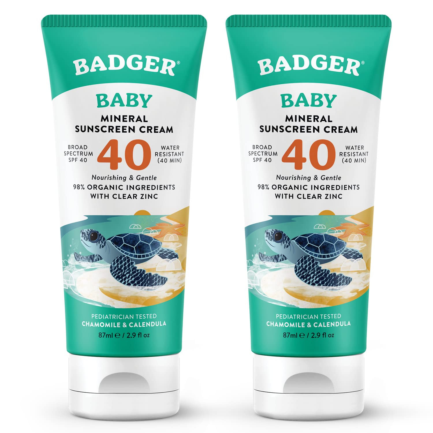 Badger Mineral Baby Sunscreen Cream SPF 40, 98% Organic Toddler Sunscreen with Zinc Oxide, Broad ... | Amazon (US)