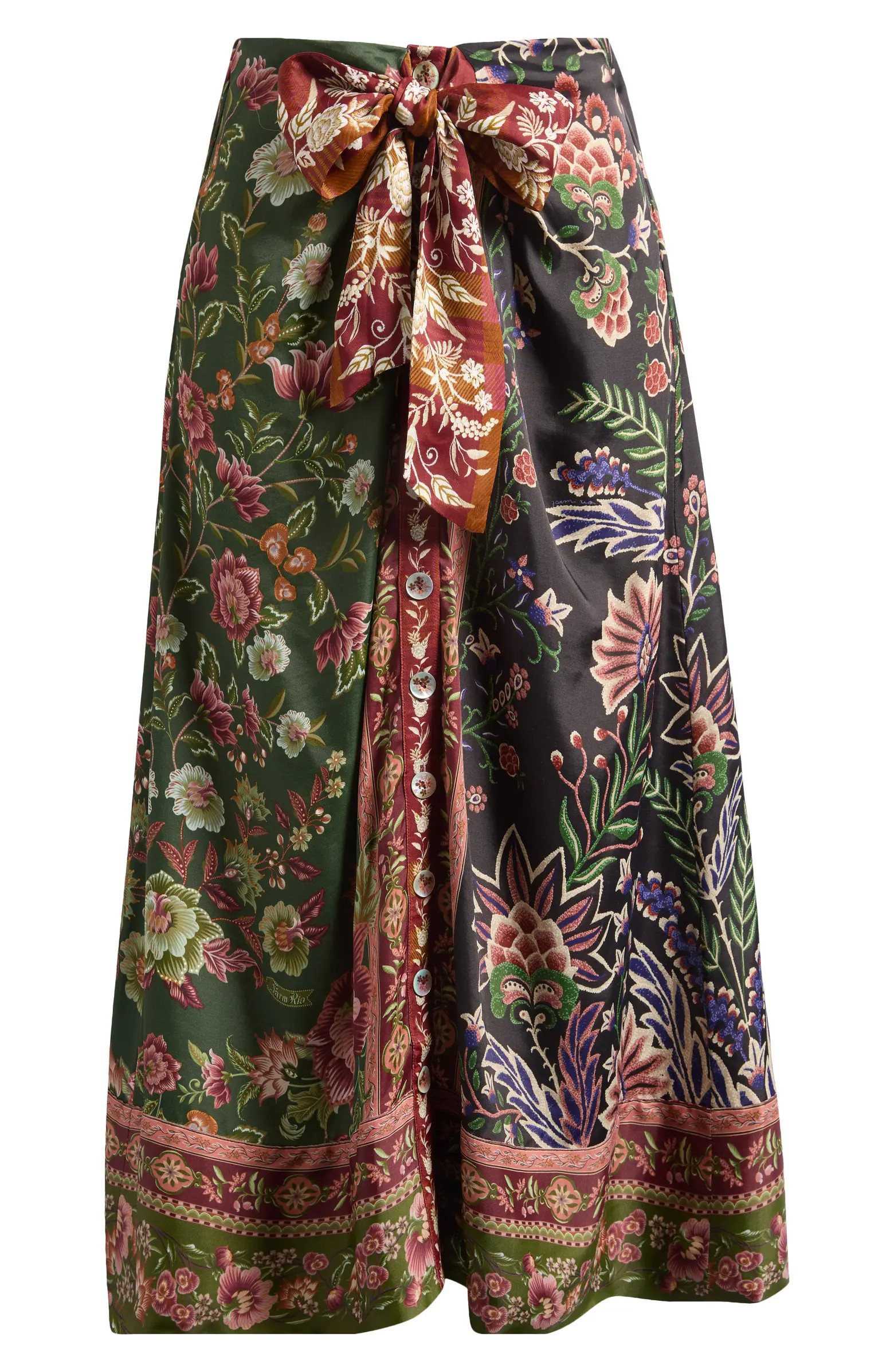 Winter Garden Mix Print Tie Front Midi Skirt | Nordstrom