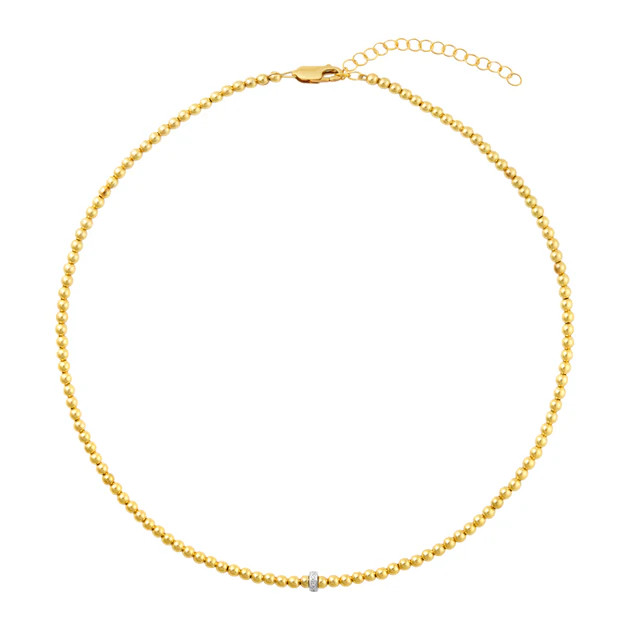3MM Signature Necklace with 14K Diamond Rondelle | Karen Lazar Design