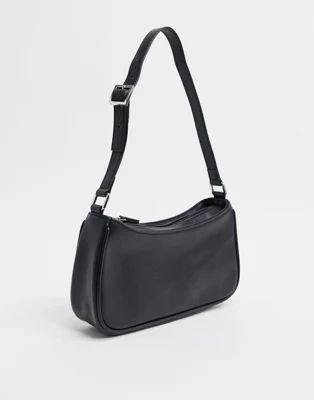 Monki Odessa faux leather shoulder bag in black | ASOS US