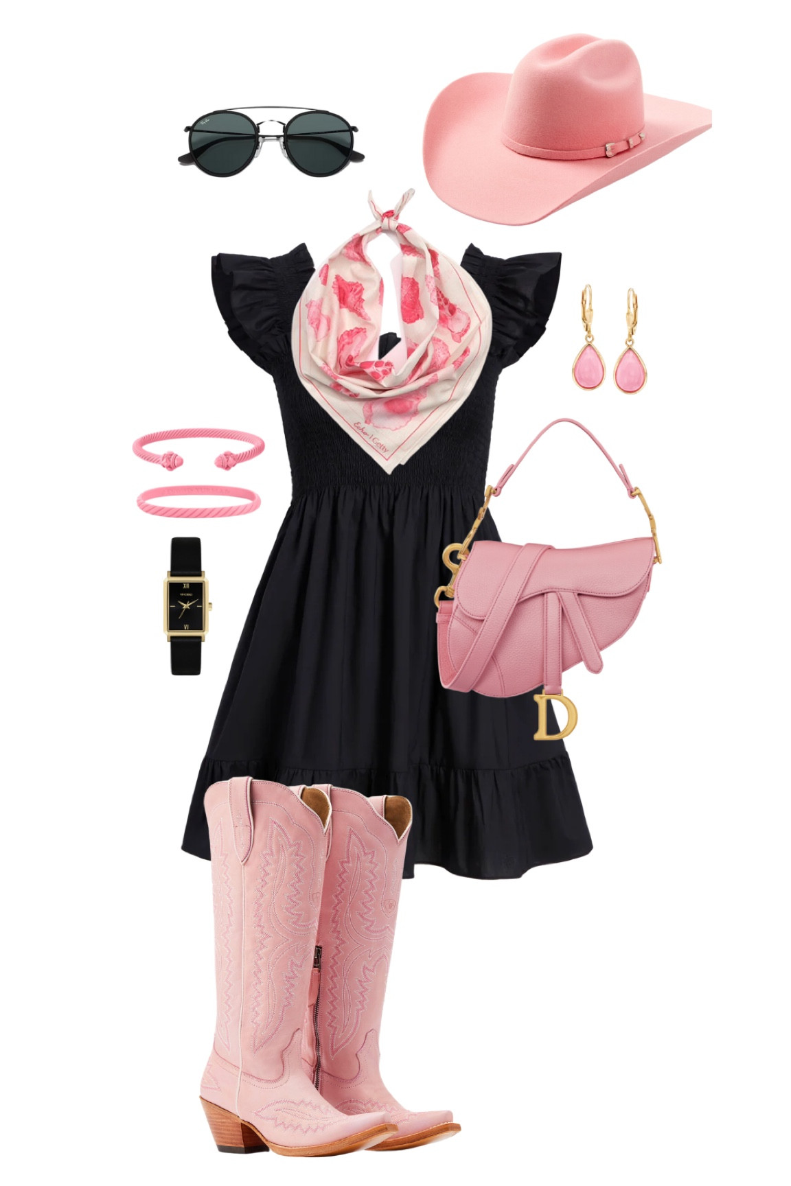 Pink & Black Inspired Country Concert Outfit 🩷🖤 

Hat is Serratelli
Watch is Vincero 
Purse is Dior 
Scarf is Getty

Western style, cowboy boots, cowboy hat, girly style, chic style

#LTKfindsunder100 #LTKstyletip #LTKfindsunder50