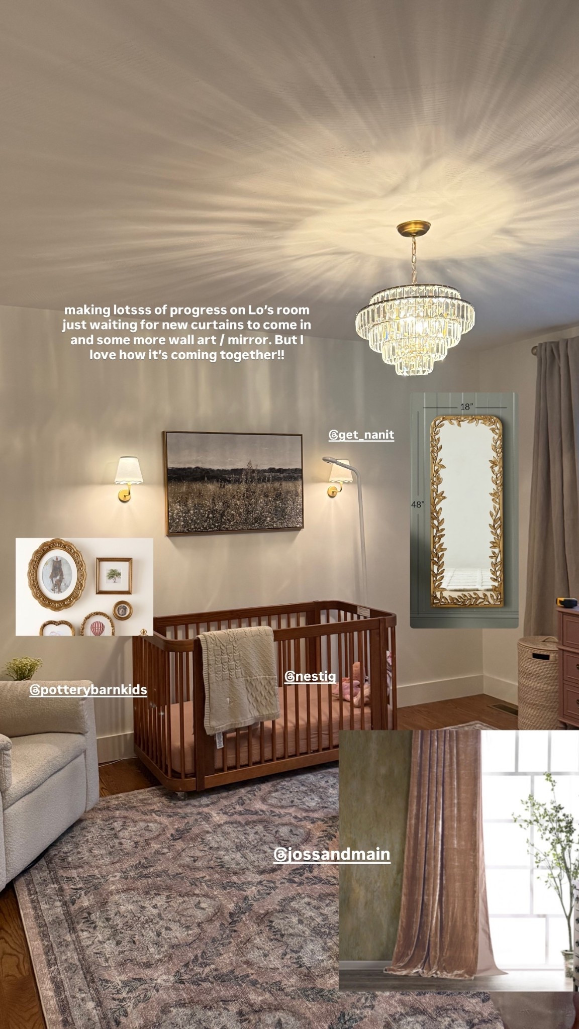 @potterybarnkids  @jossandmain  @nestig  @get_nanit  making lotsss of progress on Lo’s room just waiting for new curtains to come in and some more wall art / mirror. But I love how it’s coming together!!

#LTKmomlife #LTKHome #LTKKids