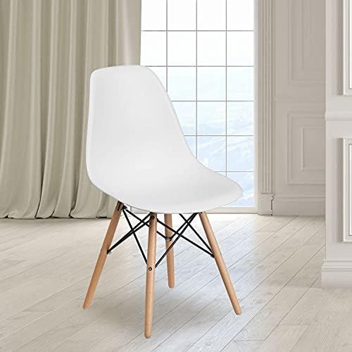 Flash Furniture Elon Series White Plastic Chair with Wooden Legs | Amazon (US)