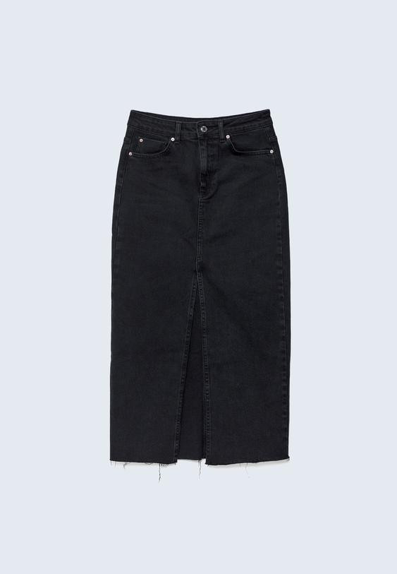 Long denim comfortable skirt | Stradivarius (UK)