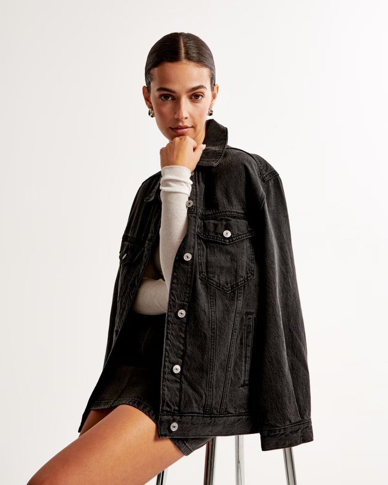 Women's Denim Trucker Jacket | Women's Coats & Jackets | Abercrombie.com | Abercrombie & Fitch (US)