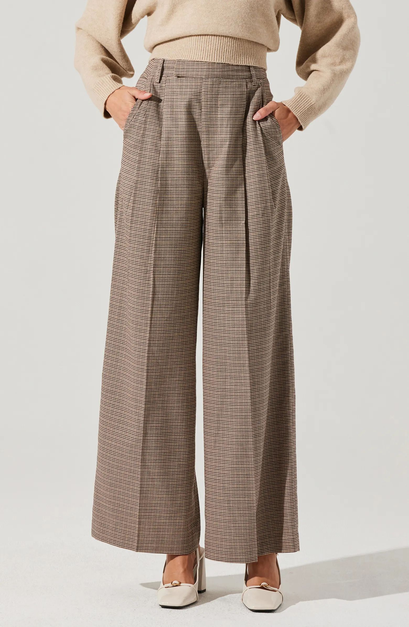 ASTR the Label Houndstooth Check Wide Leg Pants | Nordstrom | Nordstrom