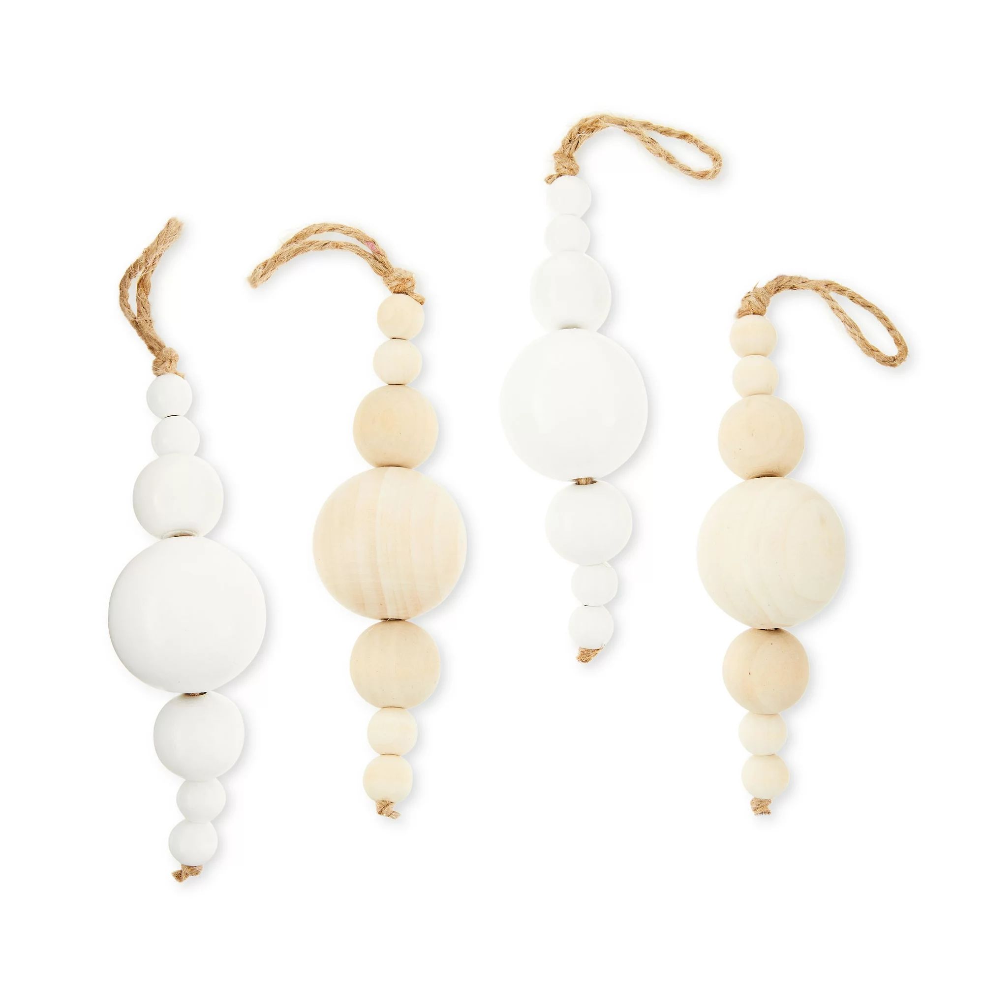 Beans Finial Ornament, Modern Merry Theme, Natural & White Color, 4 Count, 0.31kgs, Holiday Time | Walmart (US)