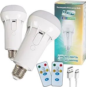 2 PACK Cordless Rechargeable Light Bulbs With Remote USB Charging,12W Battery Operated Light Bulb... | Amazon (US)