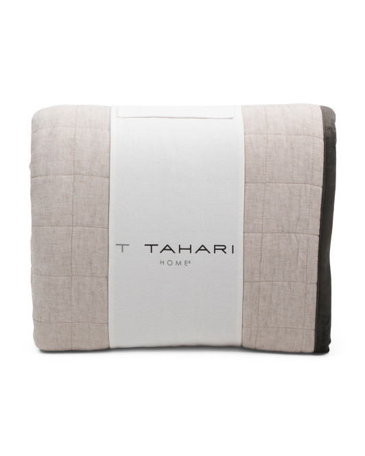 Linen Blend Quilt Set With Velvet Trim | TJ Maxx