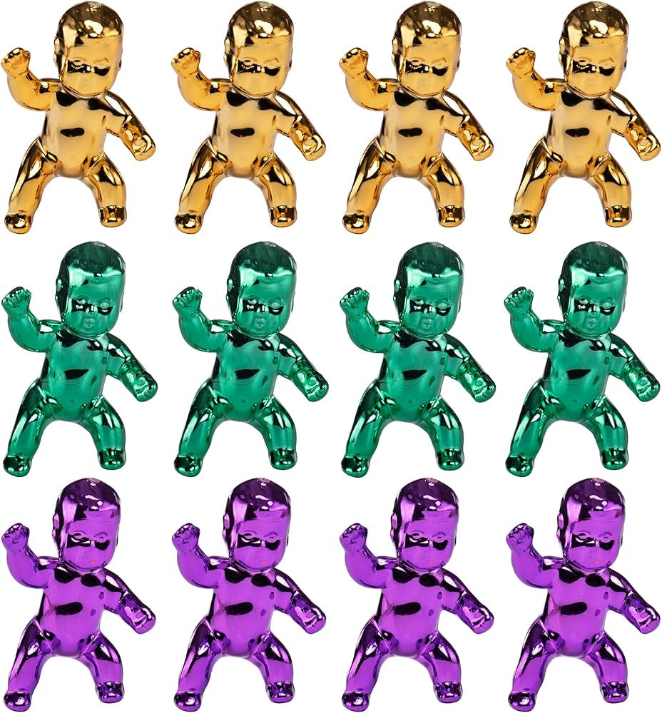 ZZYFGH 48 Mardi Gras King Cake Babies Bulk 1.2inch Mini Baby Figurines for Baby Shower Ice Cube G... | Amazon (US)