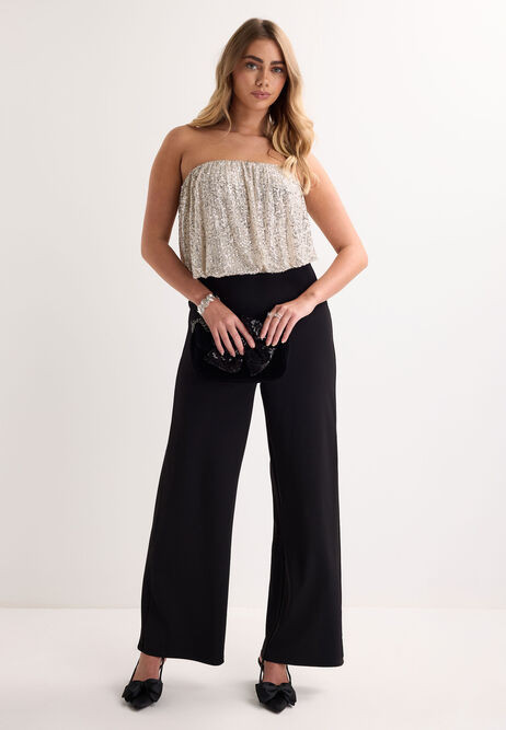 Womens Silver Sequin Top Jumpsuit | Peacocks