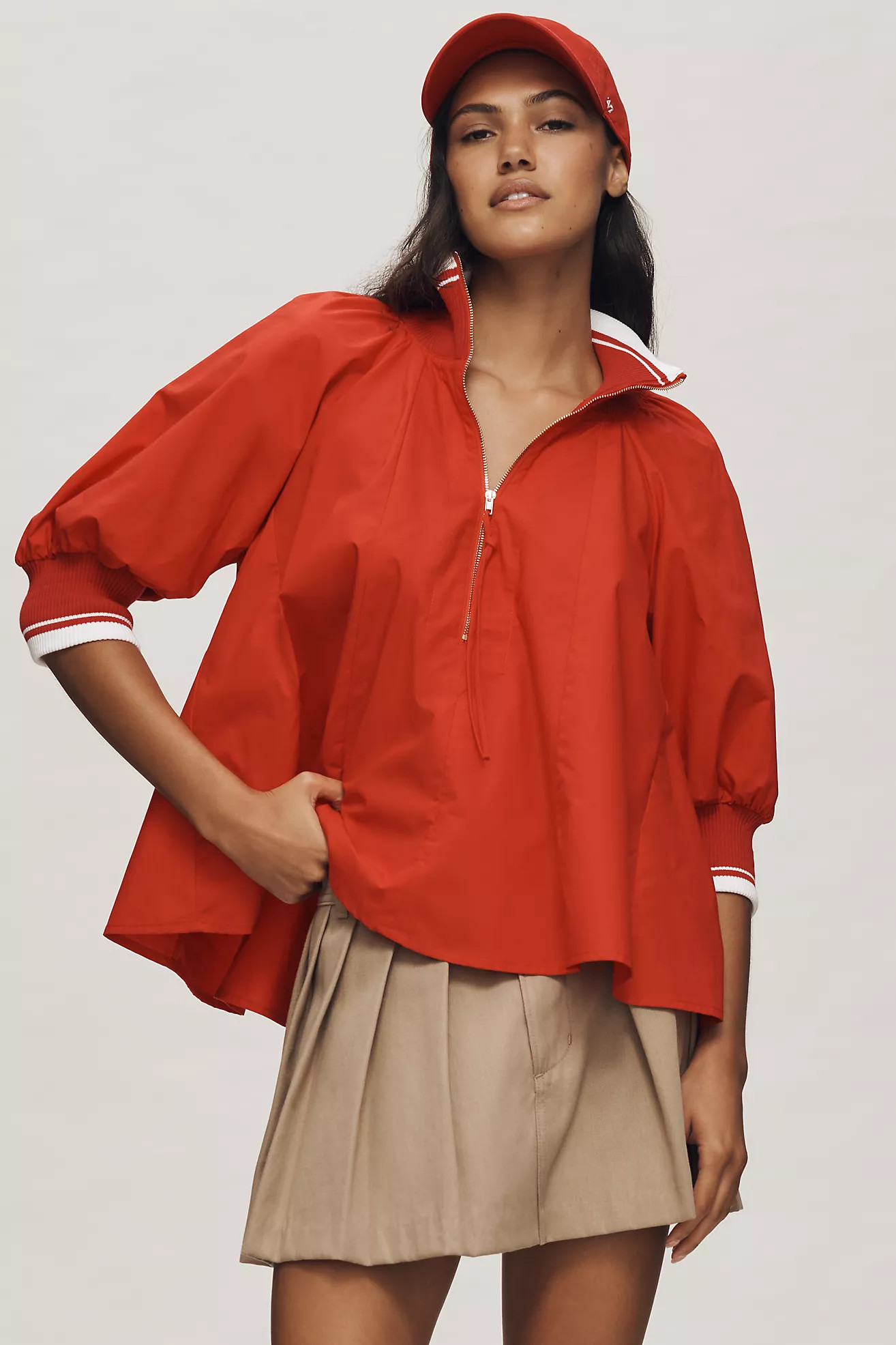 Maeve Sporty Henley Swing Top | Anthropologie (US)