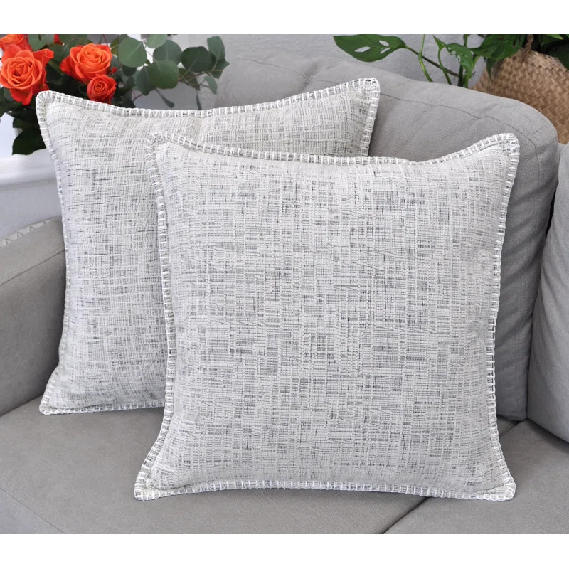 Soft Chenille Throw Pillow Covers With Stitched Edge (Set of 2) | Wayfair North America