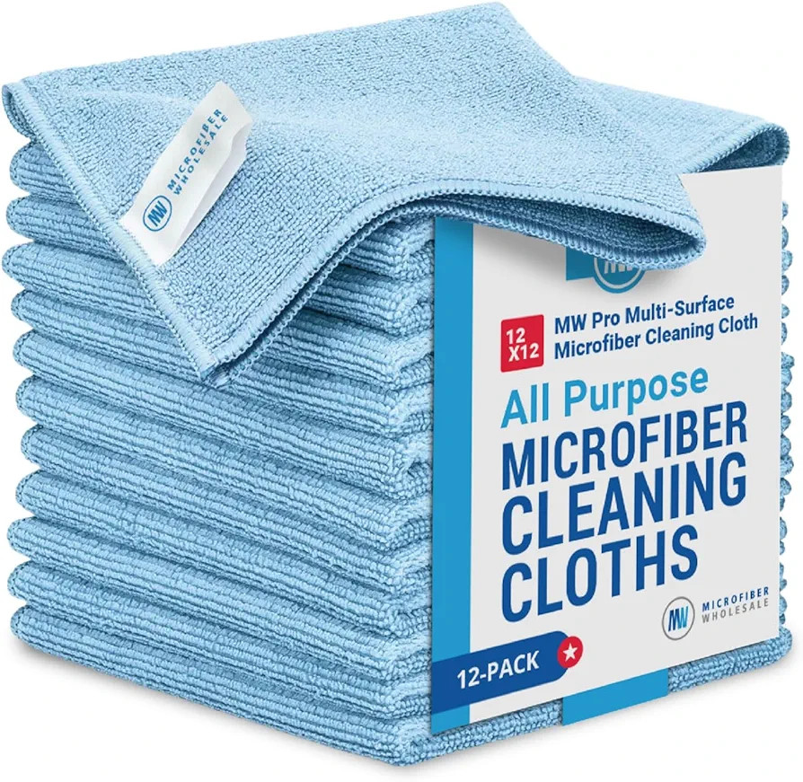12" x 12" MW Pro Multi-Surface Microfiber Cleaning Cloths | Blue - 12 Pack | Premium Microfiber T... | Amazon (US)