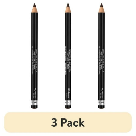 (3 pack) Rimmel Brow This Way Professional Eyebrow Pencil 004 Black Brown 0.05 oz | Walmart (US)