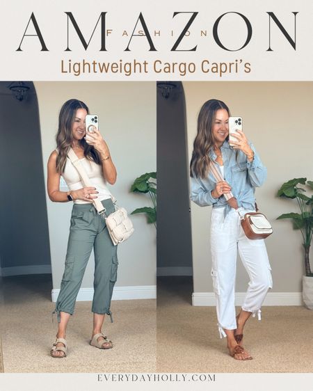 Cutest cargo capris on Amazon! Lightweight & quick dry perfect for every day, athleisure, travel, hiking. They come in a ton of colors XS-4XLFor reference: I’m 5’1”, 108lbs
💥Save 25% off Vegan leather crossbody
▫️Cargos XS in army green & white
▫️Tank tops XS in light camel and white
▫️Birkenstocks TTS
chambray top DM for link and 20% code 

#LTKover40 #LTKstyletip #LTKfindsunder50