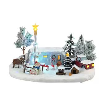 Carole Towne Ct Holiday Camper Lighted Village Scene | Lowe's