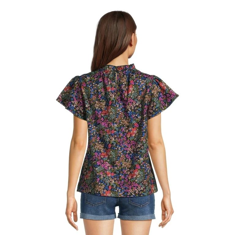 Time and Tru Women's Puff Sleeve Pop Over Woven Top - Walmart.com | Walmart (US)