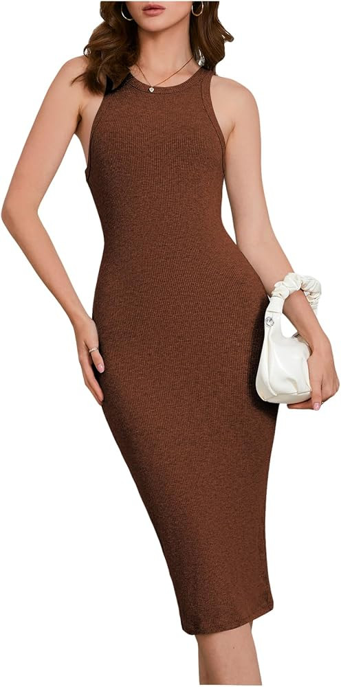 Verdusa Fall Dress Midi Tank Dress Sweater Dresses | Amazon (US)