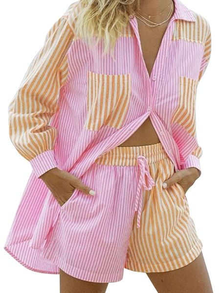 Two piece striped set on Amazon perfect for spring and summer!! 