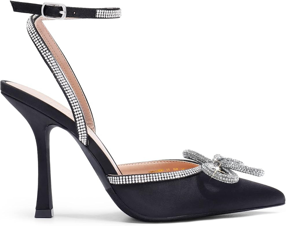 DREAM PAIRS Women's High Heels Destiny Closed Toe Strappy Heels Sexy Rhinestone Ankle Strap Pumps... | Amazon (US)