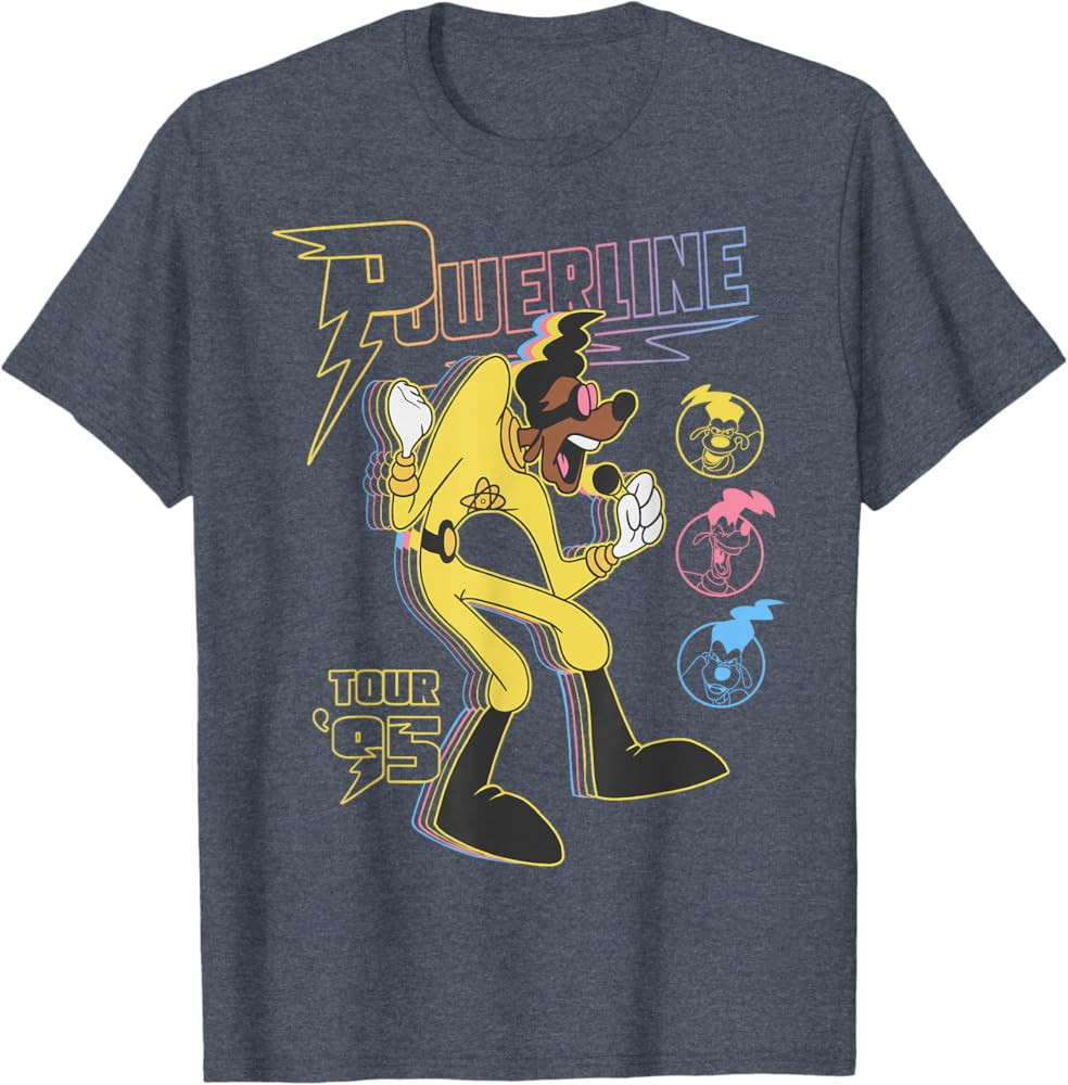 Disney A Goofy Movie Powerline Tour '95 Retro Neon Poster T-Shirt | Amazon (US)