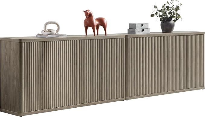 SICOTAS Buffet Cabinet with Storage Accent Sideboard with 8 Doors 132.6" Fluted Credenza Modern B... | Amazon (US)