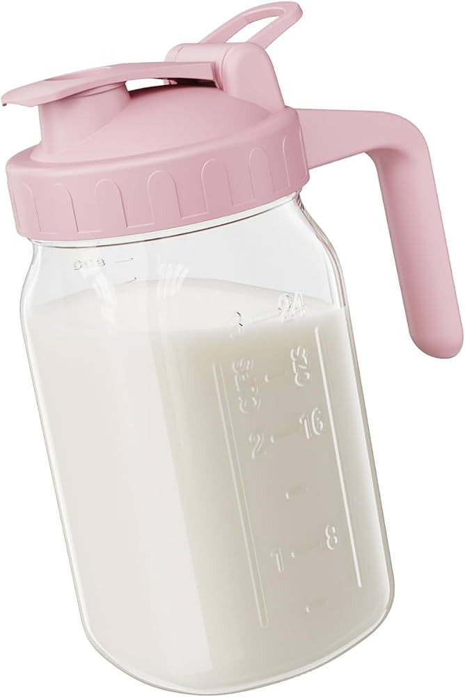 Breast Milk Pitcher Jug - 32 oz Glass Mason Jar Airtight Pitcher with Pour Spout Handle for Breas... | Amazon (US)