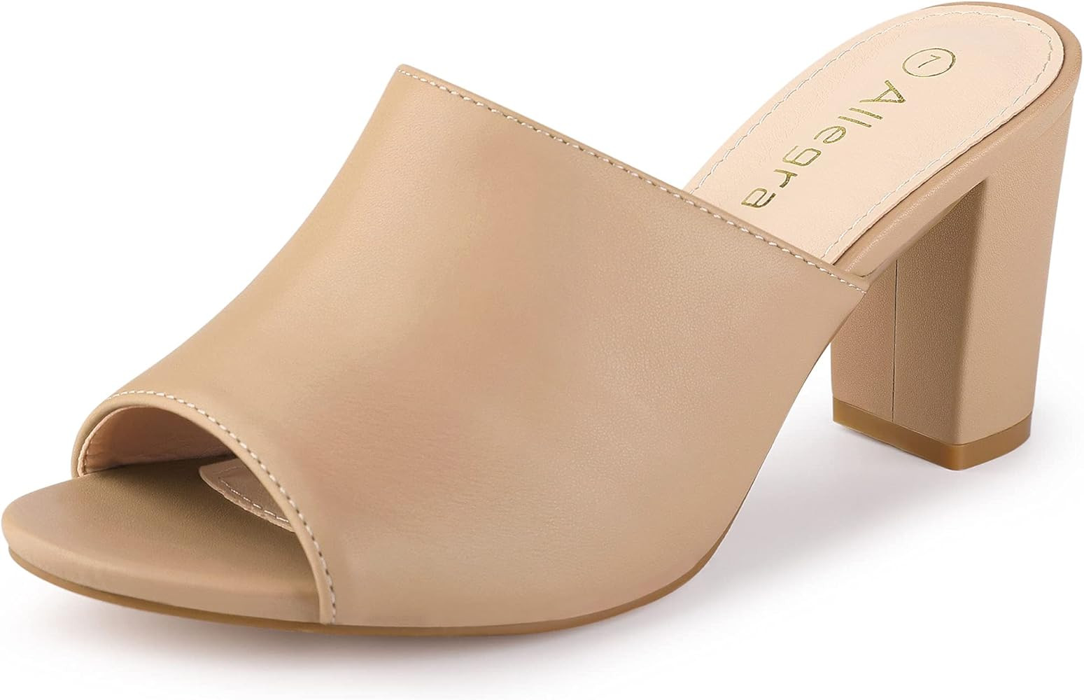 Allegra K Women's Slip on Block Heel Slide Sandals | Amazon (US)