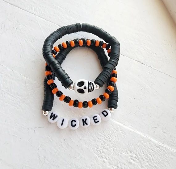Halloween Bracelet for Women-Kids Halloween Bracelet-Skeleton Bracelet-Halloween Stacking Bracele... | Etsy (US)