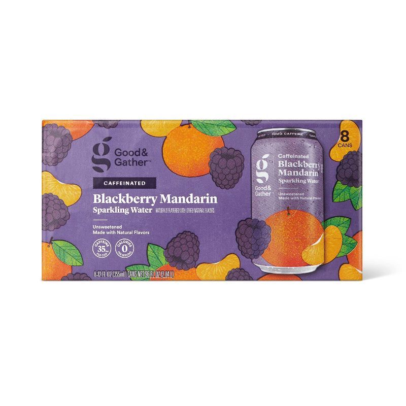 Blackberry Mandarin Sparkling Water with Caffeine - 8pk/12 fl oz Cans - Good & Gather™ | Target