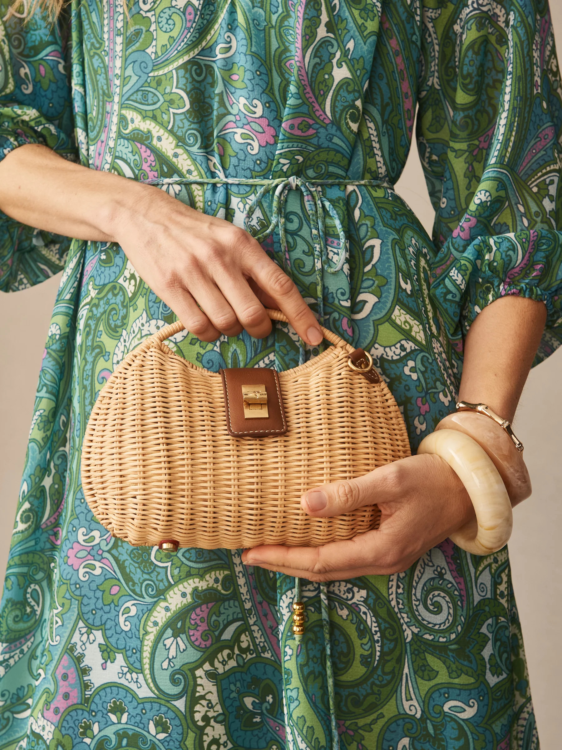 Saddle Solid Iris Wicker Handbag | Women's Handbags | J.McLaughlin | J.McLaughlin