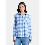 Time and Tru Women's Flannel Shirt with Long Sleeves, Sizes XS-XXXL | Walmart (US)