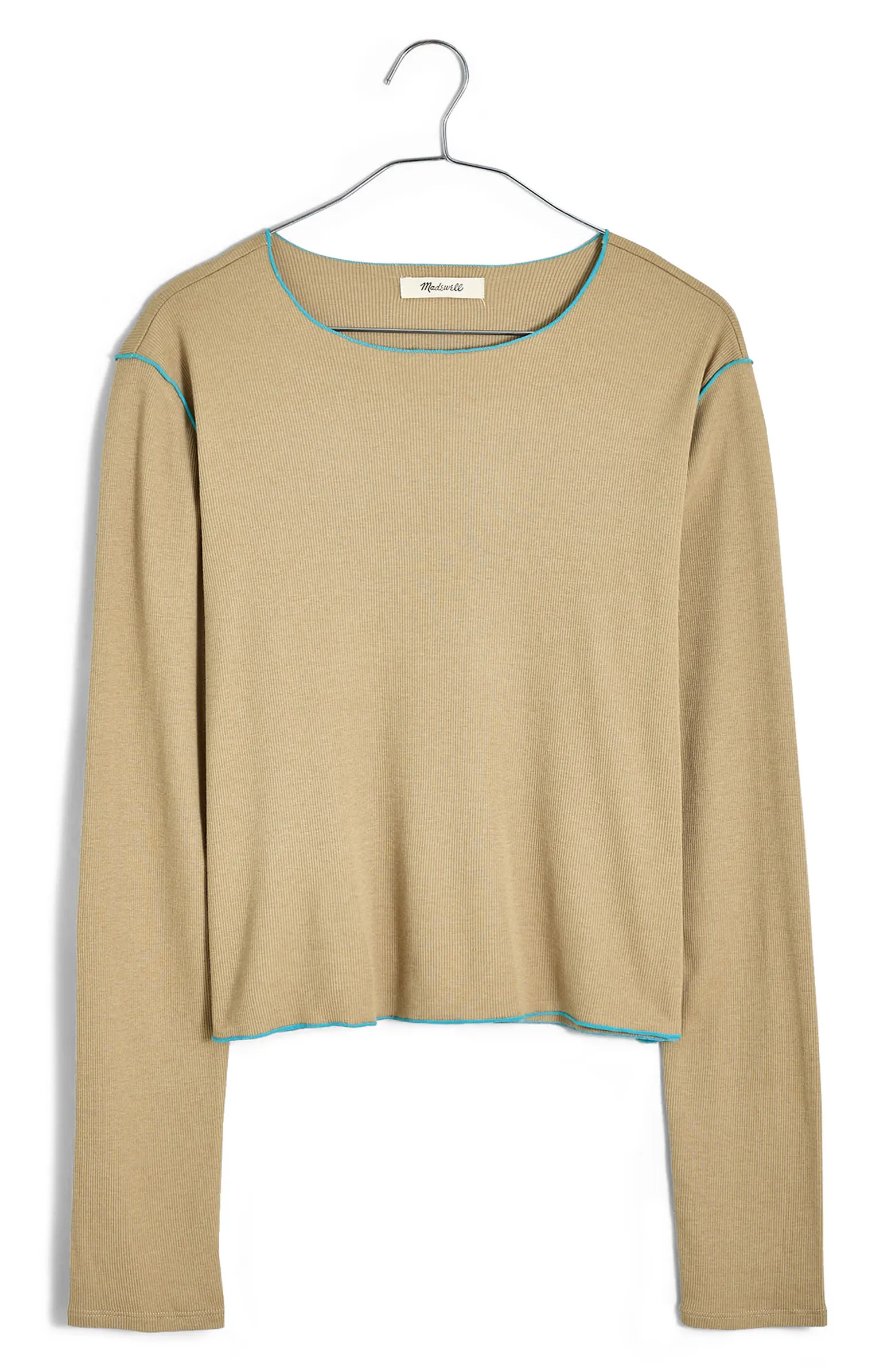 Contrast Stitch Crewneck Crop T-Shirt | Nordstrom Rack