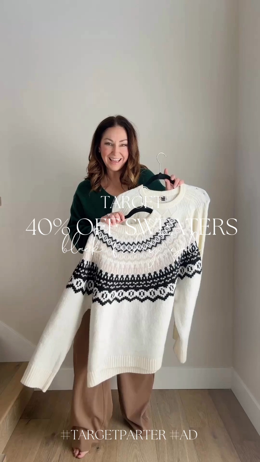 40% off Target Sweaters for Black Friday // wearing large in all tops, 14 in bottoms but would size down in pull-on and trouser styles 

#LTKMidsize #LTKCyberWeek #LTKSaleAlert