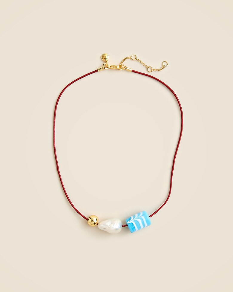 Beaded leather cord necklace | J. Crew US