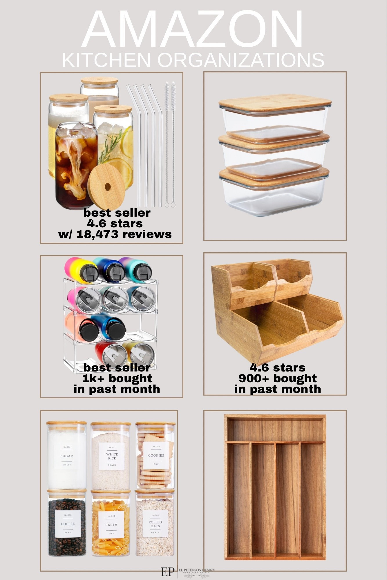 Amazon
Kitchen organizations
Drinking glass with lid
Water bottle holder
Food containers
Utensil holder


#LTKFindsUnder50 #LTKFindsUnder100 #LTKHome