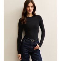Women's Tall Black Stretchy Cotton Crew Neck Long Sleeve Bodysuit New Look | New Look (UK)