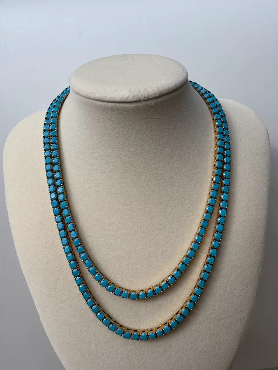 Odette 4MM Turquoise 316L Stainless Steel Gold Necklace | KC Chic Designs